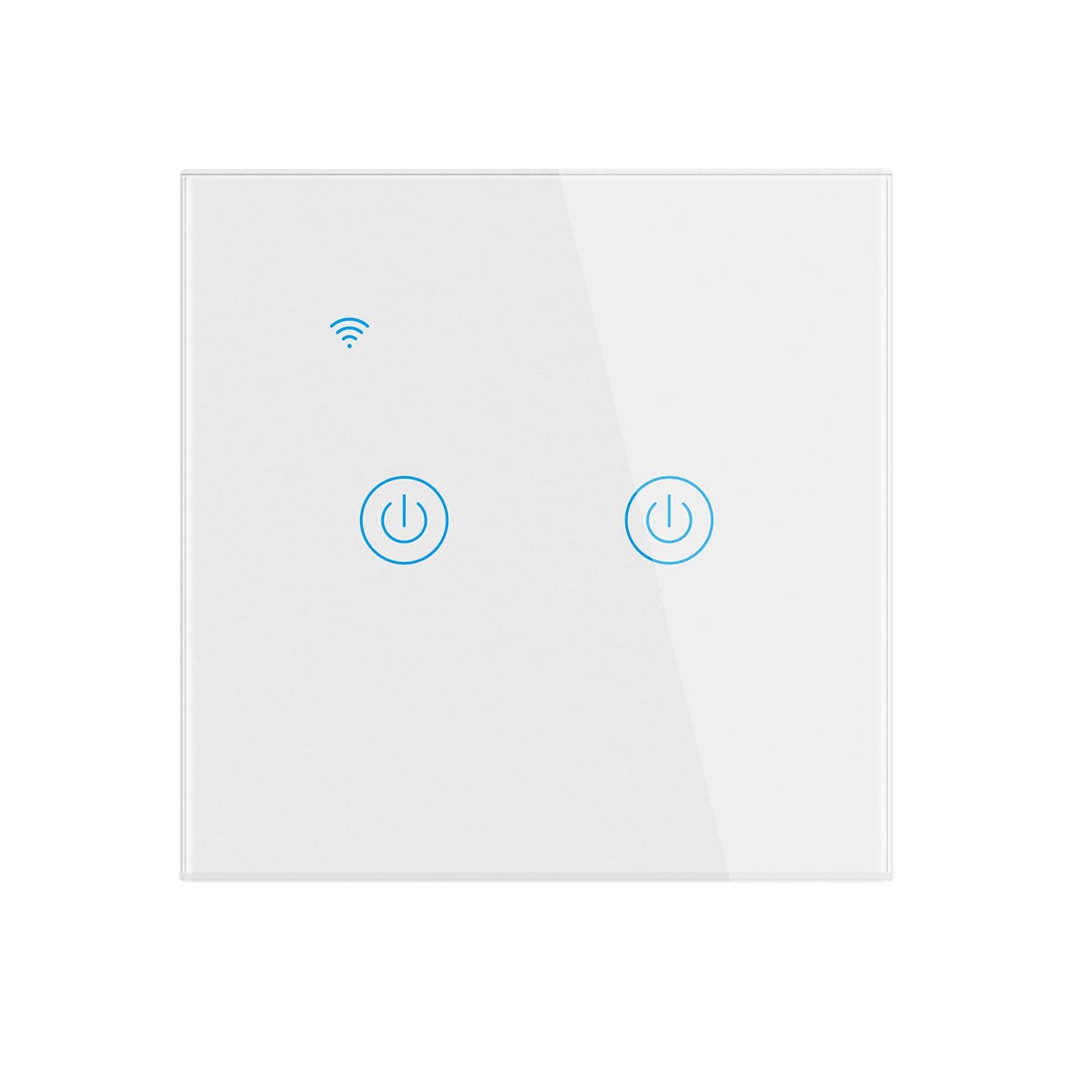 XLT WiFi Smart Wall Light Switch,Wireless Switches, No Neutral Wire Required, Compatible with Alexa and Google Home, APP Remote Control, Timing Function, Voice Control - White (2 Gang)