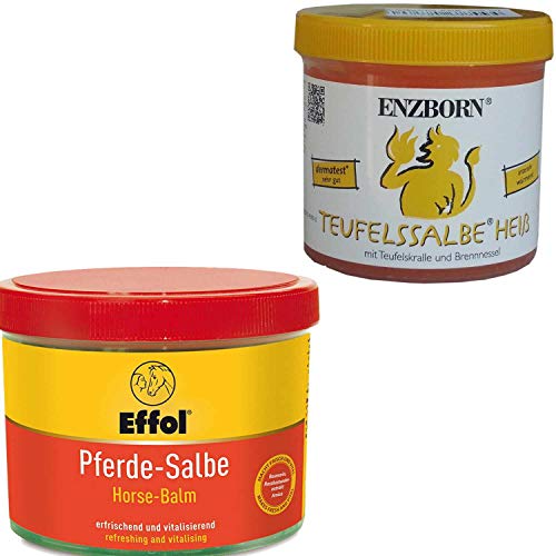 Preisvergleich Produktbild Effol Pferdesalbe 500 ml + Teufelssalbe HEISS 200 ml Massage Set