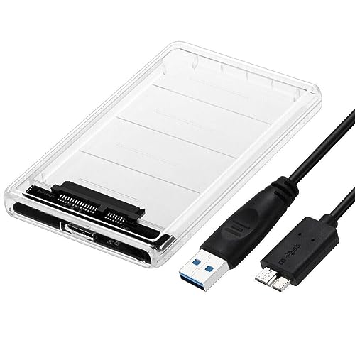 NTQinParts 2.5" SATA USB 3.0 Clear Hard Drive Disk HDD SSD Enclosure External Laptop Case for Samsung 870 EVO SATA III SSD 2.5” Internal Solid State Drive 250GB 500GB 1TB 2TB 4TB