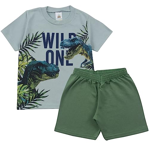 Kit Sortido 12 Peças de Roupas Infantil Menino- 6 Camisetas + 6 Bermudas - Kit com 6 Conjuntos de Ro