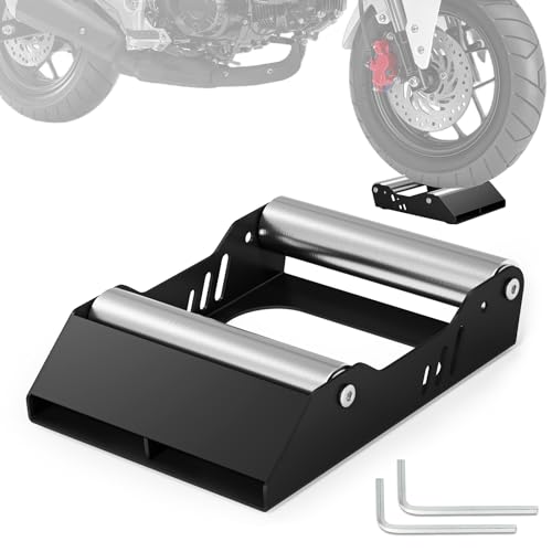 IUVWISN Motorcycle Wheel Cleaning Stand Universal Wheel Roller Stand for Tire Cleaning & Chain Lubrication Heavy Duty Paddock Stand for Street Bike (Motorcycle < 700 LB & Tire Width <260 mm) Black