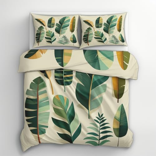Parure de lit 2 personnes microfibre infroissable motif tropical vert - 2