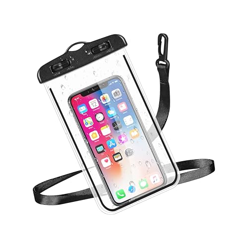 Image of CEDO Waterproof Mobile Pouch Universal Cover Case for All Mobiles, Cellphone Dry Bag Compatible for iPhone, Samsung, OnePlus, Realme, Redmi, Oppo, VIVO, All Smartphones Up to 7.2 inches (Black)