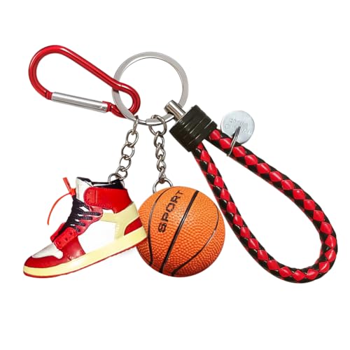 Newly 3D Sneaker Keychain with Mini Basketball & Lanyard, Stylish
