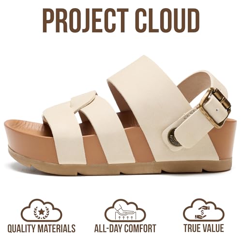 Image of Project Cloud Kids Sandals for Girls - Girls Sandals with Adjustable Buckle Closure, Comfortable Plush & Soft Insole w /Wedge Design Non-Slip Outsole