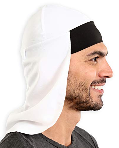 Sweat Wicking Helmet Liner/Cooling Skull Cap for Men with Neck Sun Protection