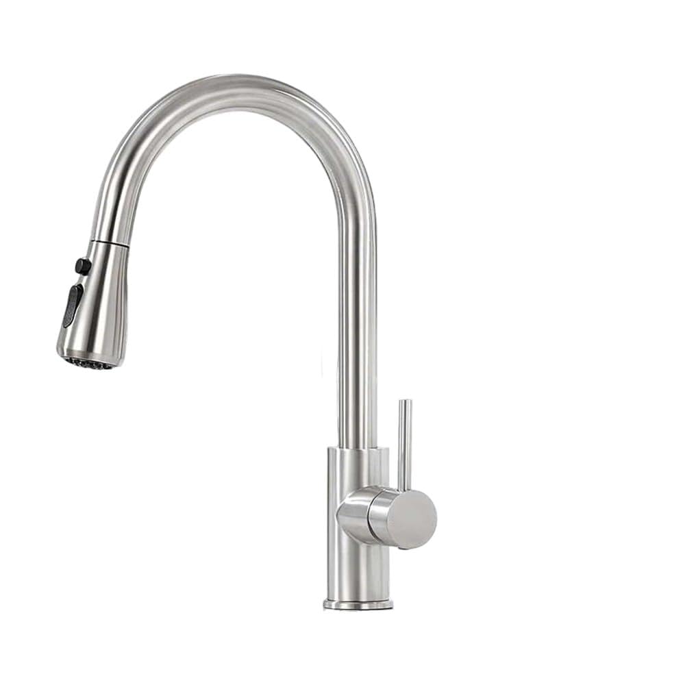 Kitchen Mixer Tap with Pull-Out Sprayer, 3 Spray Modes, Swivel Spout, 360° Rotation, Stainless Steel Construction, Quick & Easy Installation, Ideal for UK Kitchens, White Finish