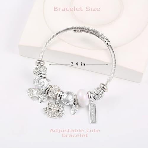 Image of YouLuo Cute Necklace Charm Bracelet Set,Personalized Jewelry Gift for Women | Cute Charm Bracelet, Adjustable Stainless Steel Bracelet, Anime Cartoon Accessories Bracelets for Women Gift and Friendship