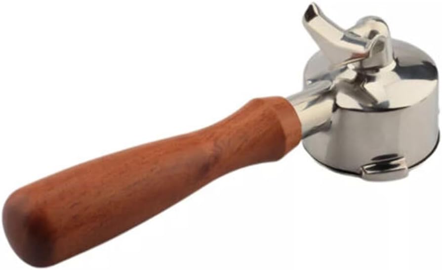 51mm Double Spout Solid Wood Handle Portafilter with Basket, 3 Ear Design Stainless Steel 304 Compatible with Espresso and Cappuccino for Machines
