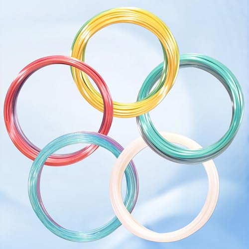 Image of MIKA3D 5 Colors 3D Printing Pen Filament Refill, Each 10m, One Glowing in Dark PLA, One Clear Rainbow, 3 Different Color Silk Rainbow PLA, Total 50m 3D Printer Filament Sample Pack