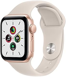 2021 Apple Watch SE (GPS, 40 mm), goldenes Aluminiumgehäuse mit Sportarmband (Starlight), normal (Generalüberholt)