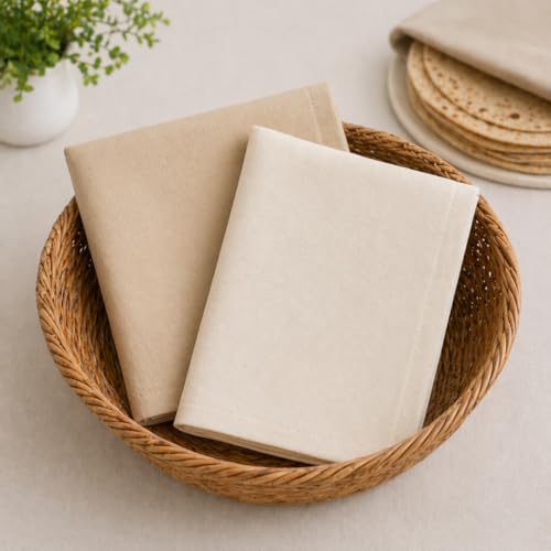 Image of Cotton Roti Cover, Double Layer, Soft & Breathable, 15x15 Inch, for Casserole, Tiffin & Dining, Assorted Colours Set of-2