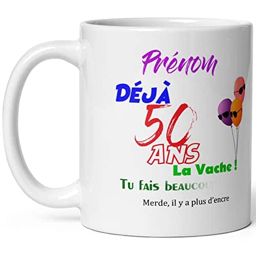 Mug anniversaire 50 ans personnalisable humour tasse cinquante ans Mug anniversaire 50 ans personnalisable humour tasse cinquante ans