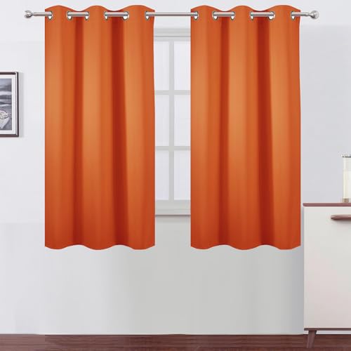 Image of LEMOMO Orange Blackout Curtains 42 x 54 Inch Length Set of 2 Panels Grommet Bedroom Curtains for Living Room