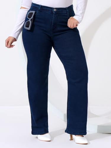 Image of Nifty Women's High Rise Denim Stretchable Straight Fit Plus Size Jeans
