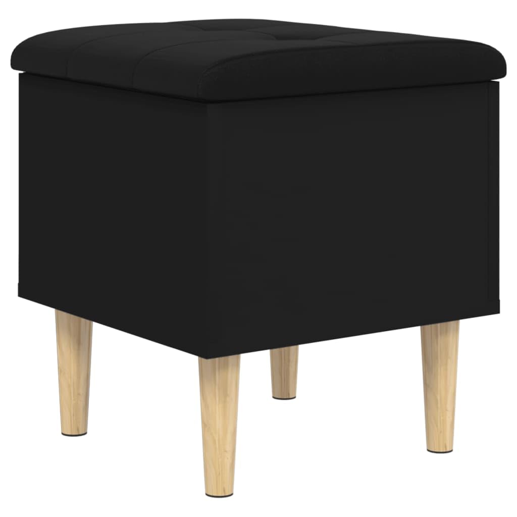 Panca con vano portaoggetti per panchina, in legno di colore nero, 42 x 42 x 46 cm, con cuscino imbottito e struttura stabile