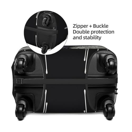 Travel Luggage Cover Elastic Anti-Scratch Suitcase Protector Washable Travel Suitcase Cover A Black And White Butterfly Luggage Protector Fits 18-32 Inch Suitcase4