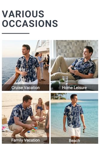 Image of Men's Hawaiian Shirts Short Sleeve Aloha Shirt for Men Casual Button Down Tropical Hawaii Floral Shirt Summer BeachParty
