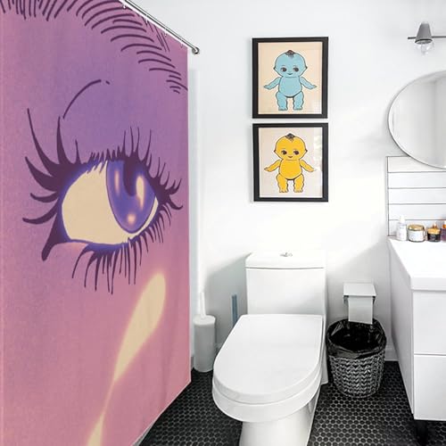 Rideau de douche textile imperméable haut de gamme motif yeux charmants