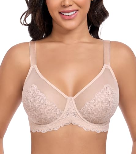 DotVol Women's Minimizer Sexy Lace Plus Size Full Coverage Underwire Everyday Bra