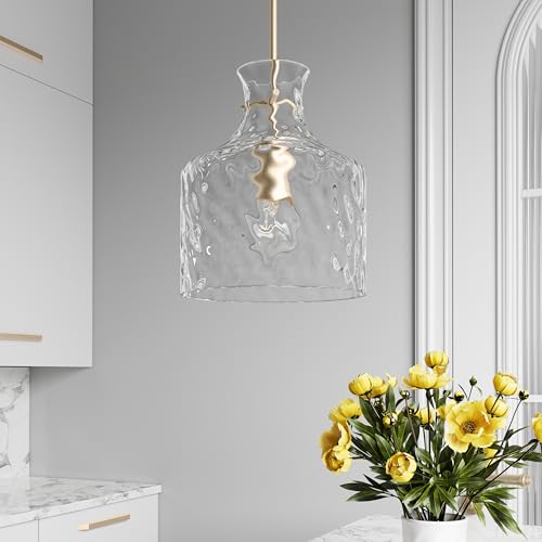 ML Lighting | Santorini Collection | 22601-MG | Indoor 1 Light Metal Pendant in Modern Gold with Water Glass Shade | Kitchens, Dining Rooms, Living Rooms, Entryways, Hallways by ML Lighting - Image 3