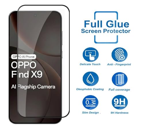 Image of HD Tempered Glass Screen Protector Compatible for Oppo Find X9 5G with Edge to Edge coverage and Easy Installation kit