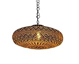 Hanging Moroccan Rustic Pendant Light Fixtures Chandeliers for Dining Room Farmhouse Kitchen Lighting and Living Room Decor Unique Maximalist Lights (Gold, 25 cm / 9.87 inch)