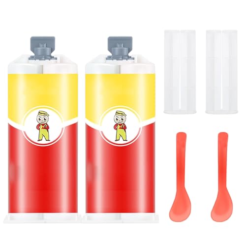 Landrain 2 Stück 100G Metallkleber Hitzebeständig, Reparaturkleber Metall, Metall Reparaturpaste mit 2 Drückern, 2 Abstreifern