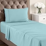 Utopia Bedding Twin Sheets Set - Brushed Microfiber - Soft Bed Sheets for Twin Size Bed Set - Includes 1 Fitted, 1 Flat, & 1 Pillow Case - Deep Pocket (Spa Blue)