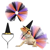 Fnaobai Bartagame, Hexenkostüm-Set, kleines Haustier, verstellbarer Hut, Schleife, Tutu, Rock, Outfits für Eidechsen, Meerschweinchen, Kaninchen, Frettchen für Feiern, Halloween-Partys (schwarz), 2