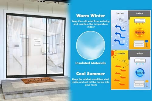 Image of Stylista Transparent Insulated Magnetic Door Curtain - Thermal, Insect & Dust Screen, Pest Control, Privacy Screen - Fits Doors up to 58 x 82 Inches. PVC Thickness 0.3 mm.