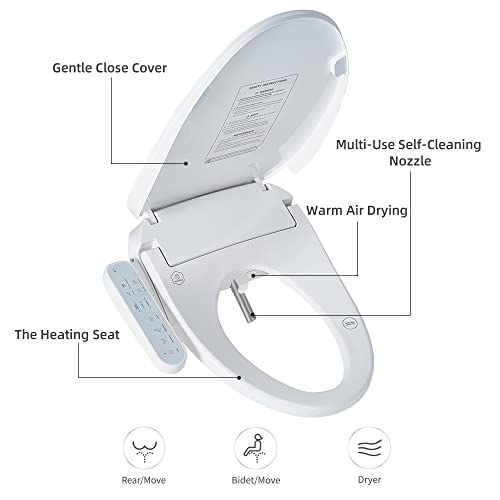 Bejoan Z1 Bidet Toilet Seat Heated Elongated Smart Toilet Seat Electronic Bidet Air Dryer, Instant Unlimited Warm Water, Feminine Wash, Rear And Front Wash, Led Light, Self-Ceaning Nozzle #TOP3