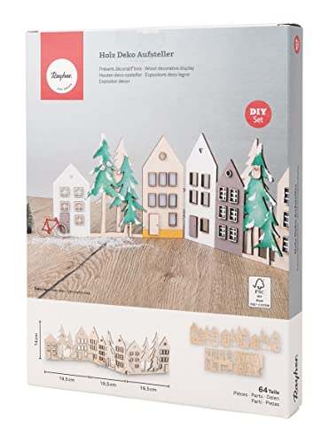 Rayher Maqueta casas de madera, 3x19,5x14 cm, personalizable, para decoración y Navidad, 64520505