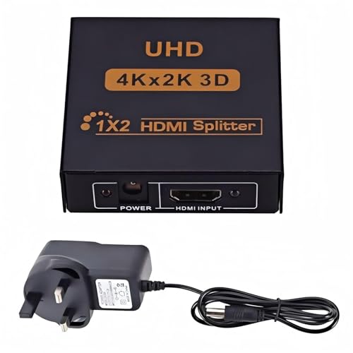 Image of Multibao 2 Way HDMI Splitter, Aluminum Powered HDMI Switch Ver 1.4 HDCP Bypass, Supports 4K@30Hz 1080P 3D for PS3 PS4 Xbox HDTV with UK Power Plug