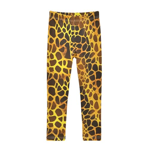 Gold Style Giraffe Skin Print Girls Casual Leggings for Kids Printed Long Pant Bottoms Stretch and Soft