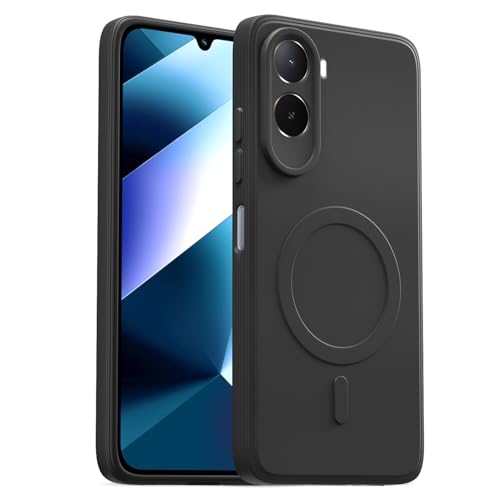 Image of Pikkme Back Cover for Mi Redmi A7 Pro /Poco C85x 5G Soft Matte Silicone Mag-Safe Design (Mag-Safe Not Support) Camera Protection | Slim Fit Bumper Cover (Black)