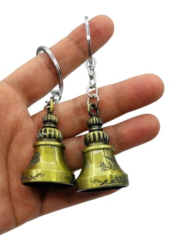 Image of Classic Antique Tibetan Temple Bell Shaped Keyring for Gift Gaurdian bell for Car Bike Bags Metal Key ring Key Chain Bag Charm Gift