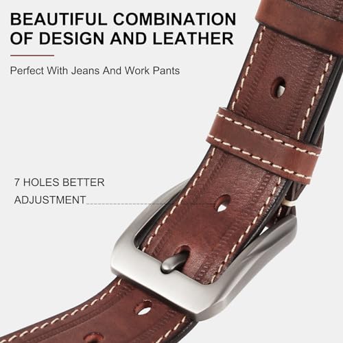 Men's Full Grain Leather Belt - Genuine Cowhide, 1.5" Width - Perfect With Jeans and Work Pants2