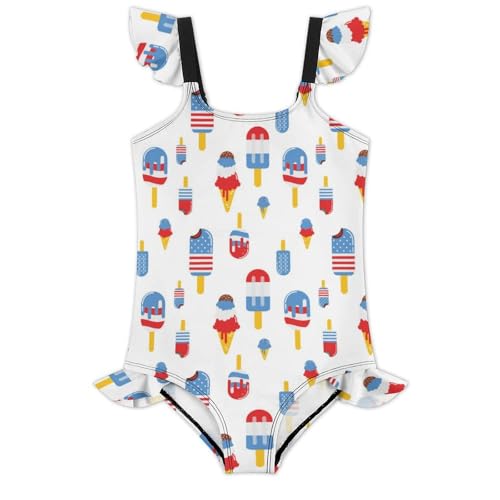 Image of Girls One Piece Swimsuit Lovely Cute Animals Ruffles Swimwear Bathing Suits 3-12 Years