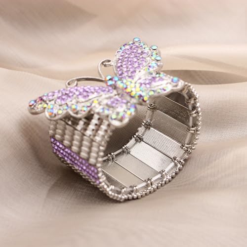 Elegant Wedding Bridal Austrian Crystal Butterfly Shaped Stretch Bangle Elastic Brides Bridesmaid Bracelet Jewelry for Women2