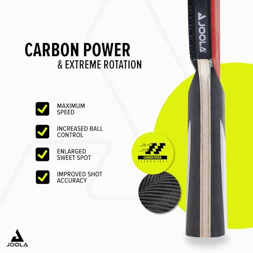 Image of JOOLA Carbon X Pro Performance Ping Pong Paddle - Ergonomic Grip Handle & Pro Friction Technology - ITTF Approved - Ping Pong Racket for Advanced Control & Speed - Table Tennis Racket - Red