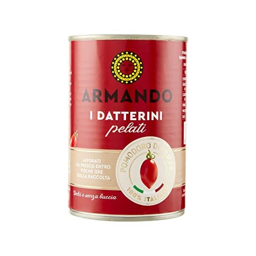 Armando, I Datterini Pelati, Pomodori Pelati Datterini di Filiera 100% italiani, 12 confezioni in latta da 400 gr