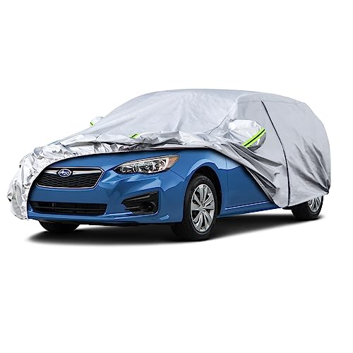 Image of Kaugung 6 Layers Car Cover Custom Fit Subaru Impreza Hatchback from 1992 to 2025, Waterproof Car Cover All Weather for Automobiles Outdoor Indoor with Zipper Door, Sun Rain Dust Snow Protection.