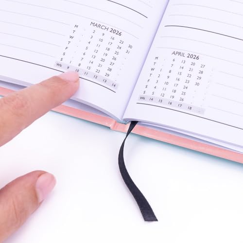 evelay 2026 Dairy A5 Week To View Full Year Fancy Planner Organiser Journal Hardback Cover & Ribbon (Matisse) - Image 5