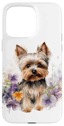 Yorkshire Terrier Mom Floral Yorkie Dog Lover Flowers Cute Case for iPhone 15 Pro Max