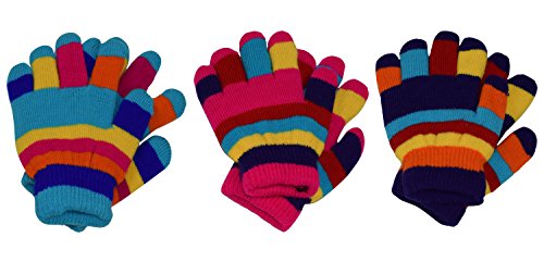 Peach Couture Children Toddler Warm Winter Gloves Value 3 Pack one size Mrc (Rainbow Assortment)