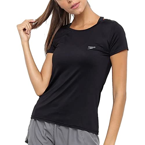 Speedo Camiseta Interlock Uv50 Feminino Preto GG