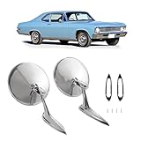 HECASA Side Mirrors Chrome Round Outside Ribbed Base Compatible with 1963 1964 1965 Chevy Chevelle Impala Nova Corvair El Camino Pair Rearview Mirrors