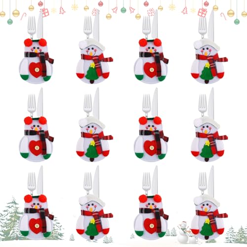 Hillylolly Porte Couvert Noel Deco, Range Couvert Noel, Sacs à Couverts, Repose Couvert Noel, Porte Couvert Noel, Vaisselle en Carton Noel, Deco Table Noel (Blanc)