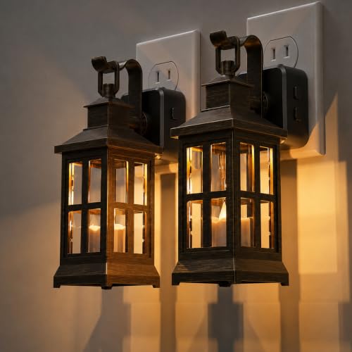 L LOHAS LED Night Light, Candle Lantern Night Lights Plug into Wall Flicker